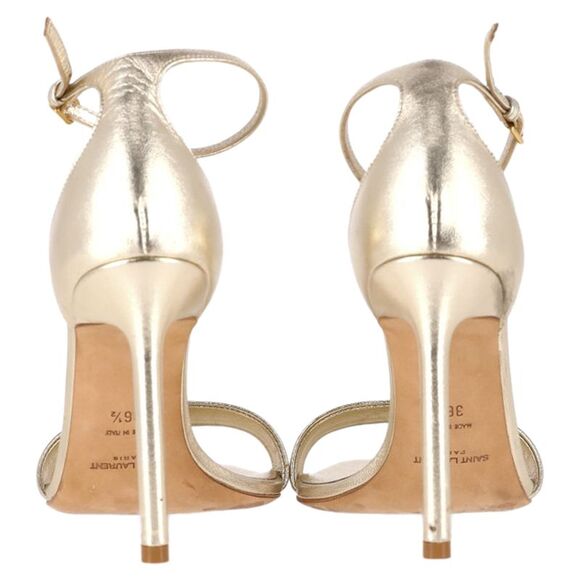 Saint Laurent Amber 105 Ankle Strap Sandals in Gold Leather - Picture 6 of 7